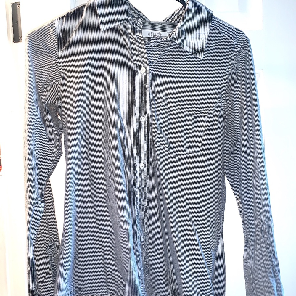 Grey and white pine strip button down